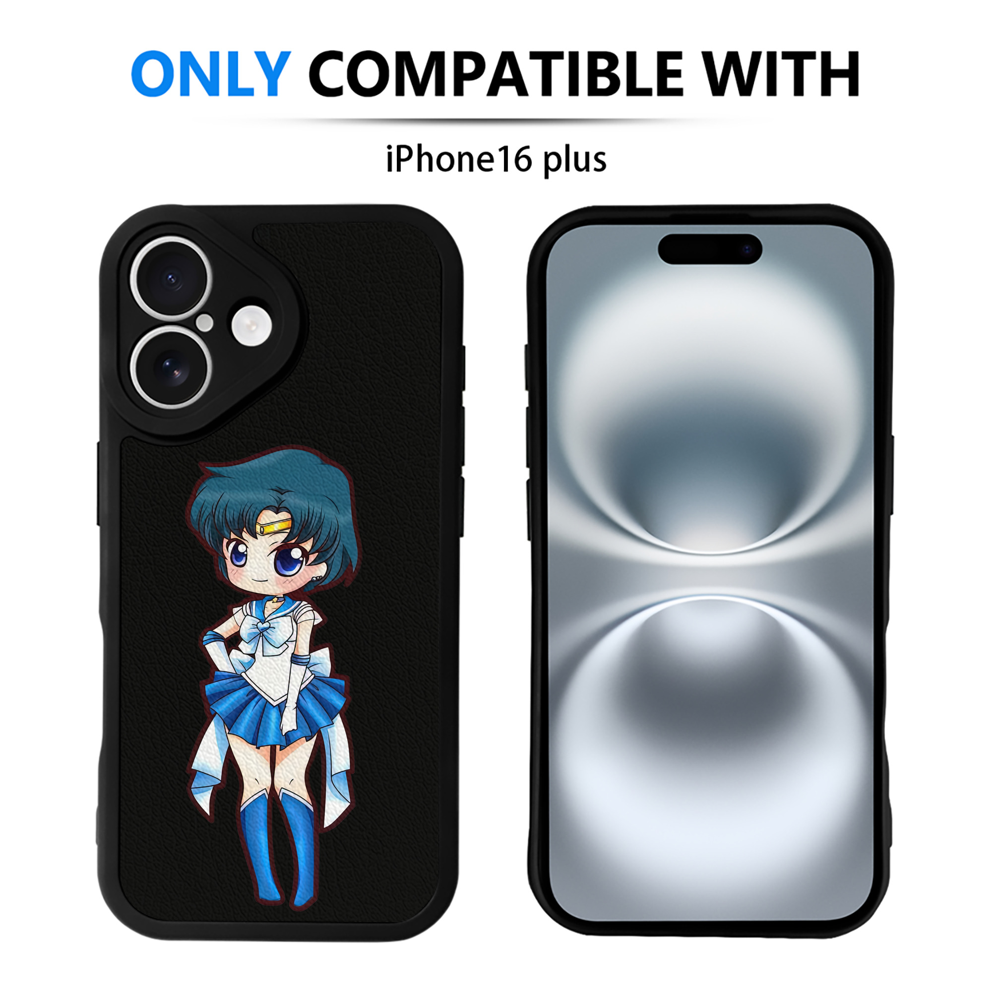 （画像用） 美少女戦士セーラームーン 水野 亜美 みずの あみ Sailor Moon Mizuno Ami 【iPhone 16シリーズ対応】シリコンスマホケース（レザー調） 材質：シリコン